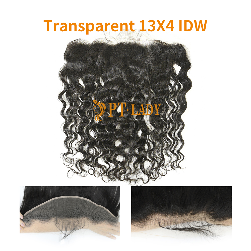 #1b Brazilian Virgin Human Hair Transparent 13x4 Lace Frontal Indian wave