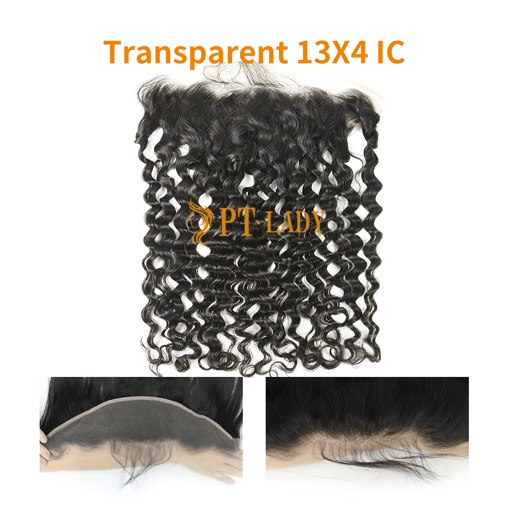 #1b Brazilian Virgin Human Hair Transparent 13X4 Lace Frontal Italy Curly