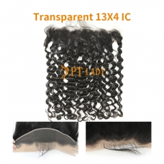 #1b Brazilian Virgin Human Hair Transparent 13X4 Lace Frontal Italy Curly