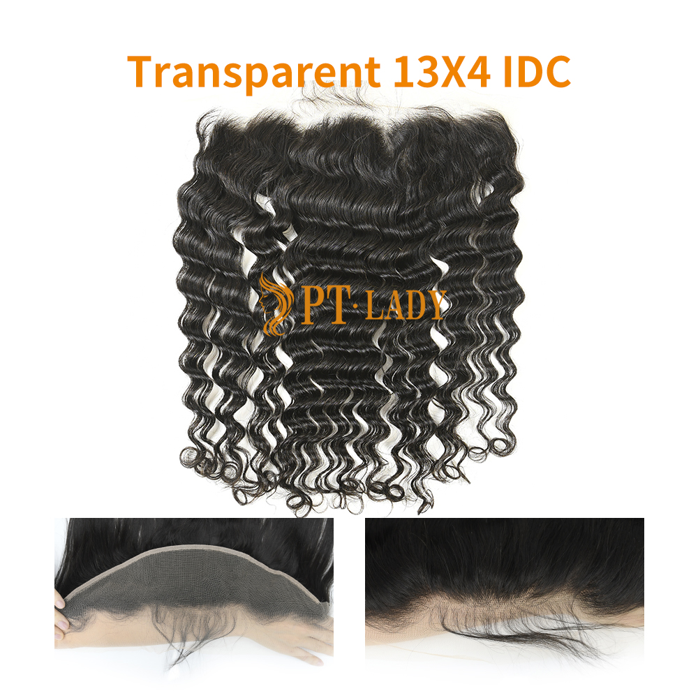 #1b Brazilian Virgin Human Hair Transparent 13x4 Lace Frontal Indian Curly