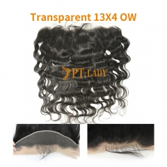 #1b Brazilian Virgin Human Hair Transparent 13X4 Lace Frontal Ocean Wave