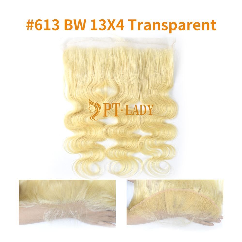 Blonde #613 European Virgin Human Hair Transparent 13X4 Lace Frontal Body Wave