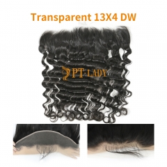 #1b Brazilian Virgin Human Hair Transparent 13X4 Lace Frontal Deep Wave