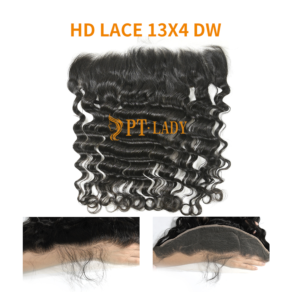 Swiss HD Lace Virgin Human Hair Deep Wave 13x4 Lace Frontal