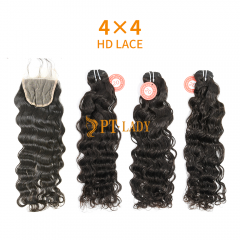 HD Lace Virgin Human Hair Bundle with 4×4 Closure Indian wave