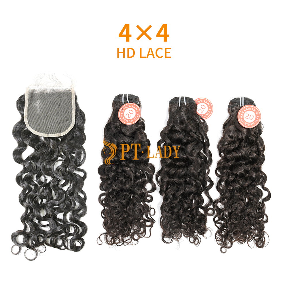 HD Lace Virgin Human Hair Bundle with 4×4 Closure Italian Curly