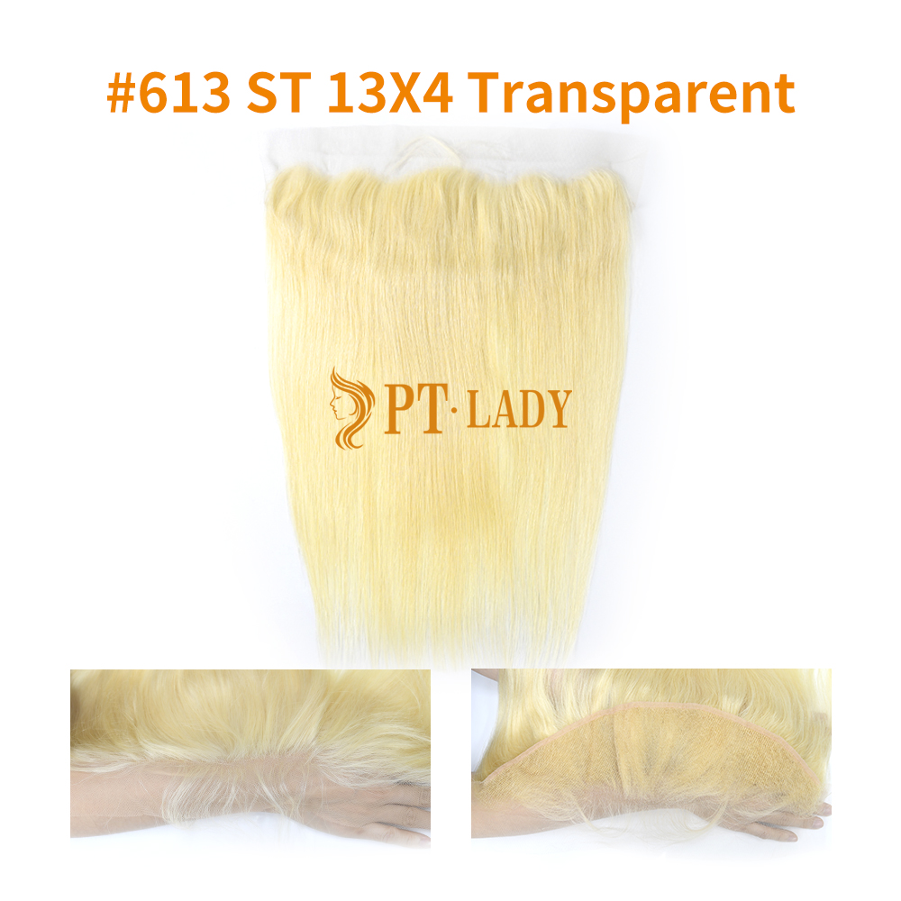 Blonde #613 European Virgin Human Hair Transparent 13X4 Lace Frontal Straight