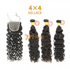 HD Lace Raw Human Hair Bundle with 4×4 Closure Indian Curly