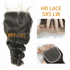 HD Lace Virgin Human Hair Loose Wave 5x5 Lace Closure