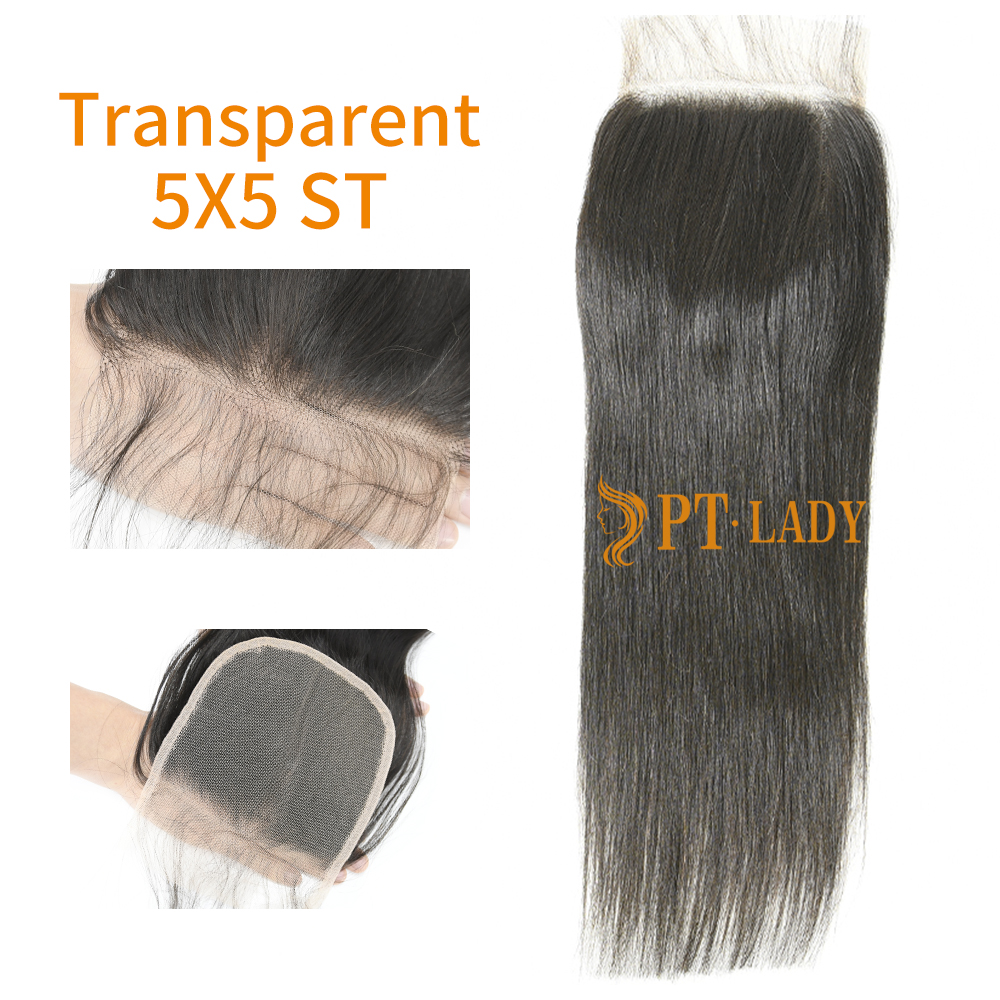 Transparent Virgin Human Hair Straight 5x5 Lace Closure