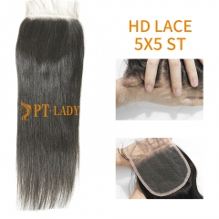 HD Lace Virgin Human Hair Straight 5x5 Lace Closure