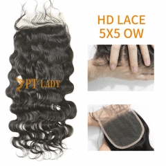 HD Lace Virgin Human Hair Ocean Wave 5x5 Lace Closure