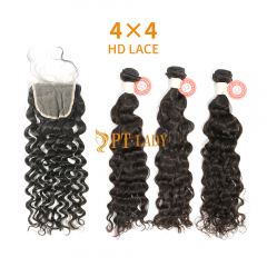 HD Lace Virgin Human Hair Bundle with 4×4 Closure Indian Curly