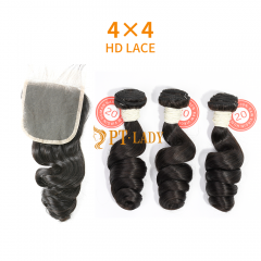 HD Lace Virgin Human Hair Bundle with 4×4 Closure Loose Wave