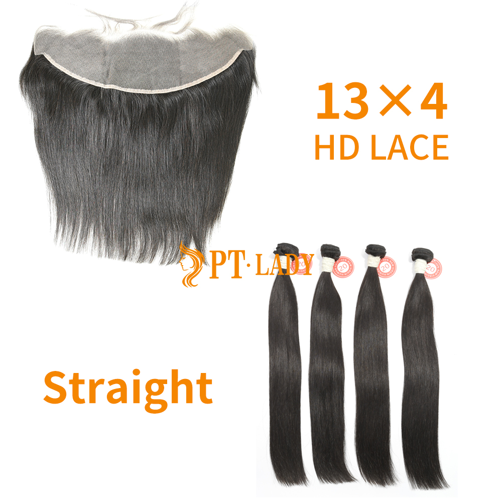 HD Lace Virgin Human Hair Bundle with 13×4 Frontal Straight