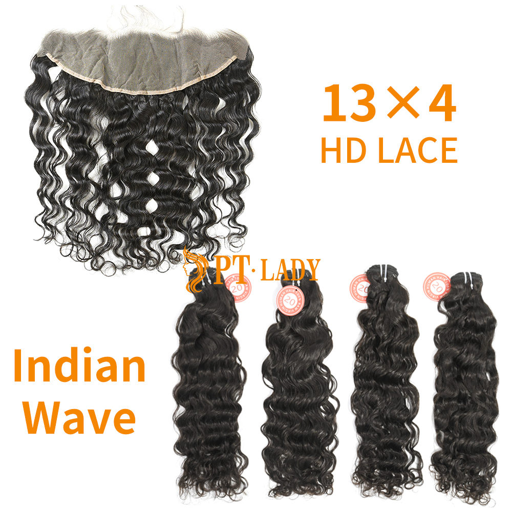 HD Lace Virgin Human Hair Bundle with 13×4 Frontal Indian wave