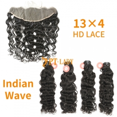 HD Lace Virgin Human Hair Bundle with 13×4 Frontal Indian wave