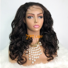 Natural #1b Brazilian Virgin Human Hair Transparent 4x4 closure wig loose wave