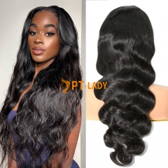 #1b Brazilian Virgin Human Hair Transparent Full Lace Wig Body Wave