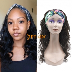 #1b Brazilian Raw Human Hair Head Band Wig Ocean Wave