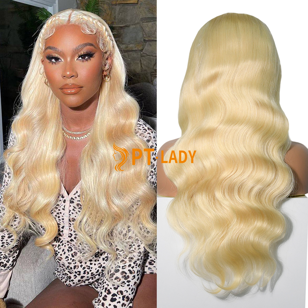 #613 Blonde European Raw Human Hair Transparent Full Lace Wig Body Wave