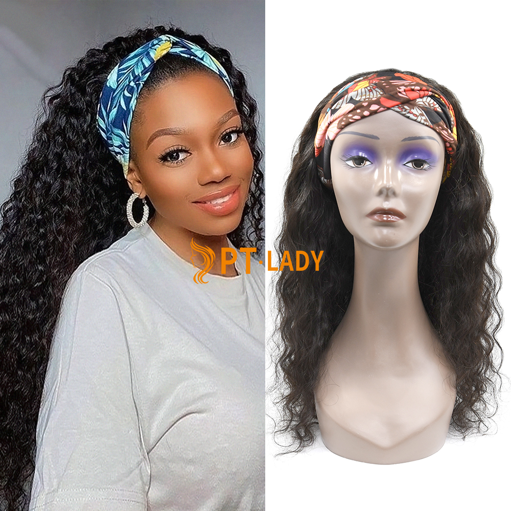 #1b Brazilian Virgin Human Hair Head Band Wig Indian wave