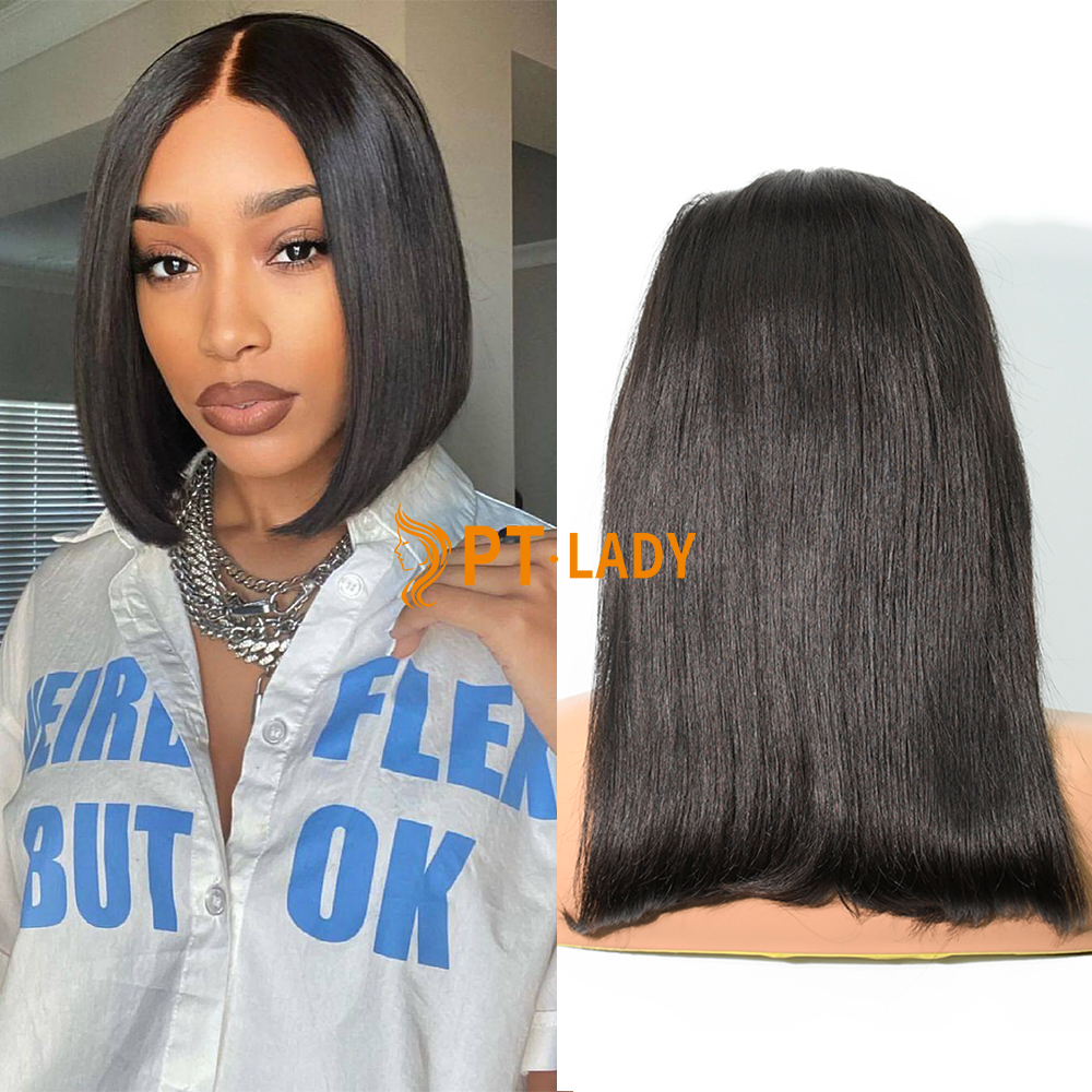 Straight 1b Color Transparent Lace 13X4 Bob Wig