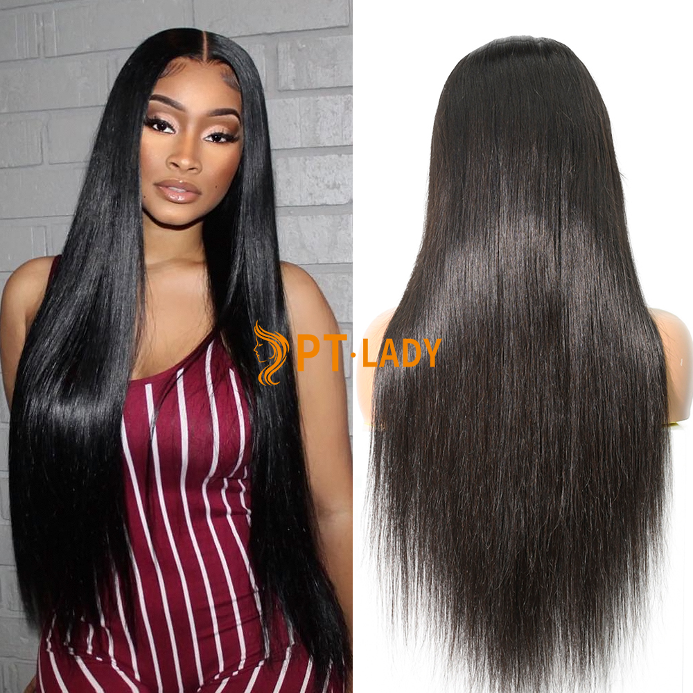 #1b Brazilian Virgin Human Hair Transparent Full Lace Wig straight