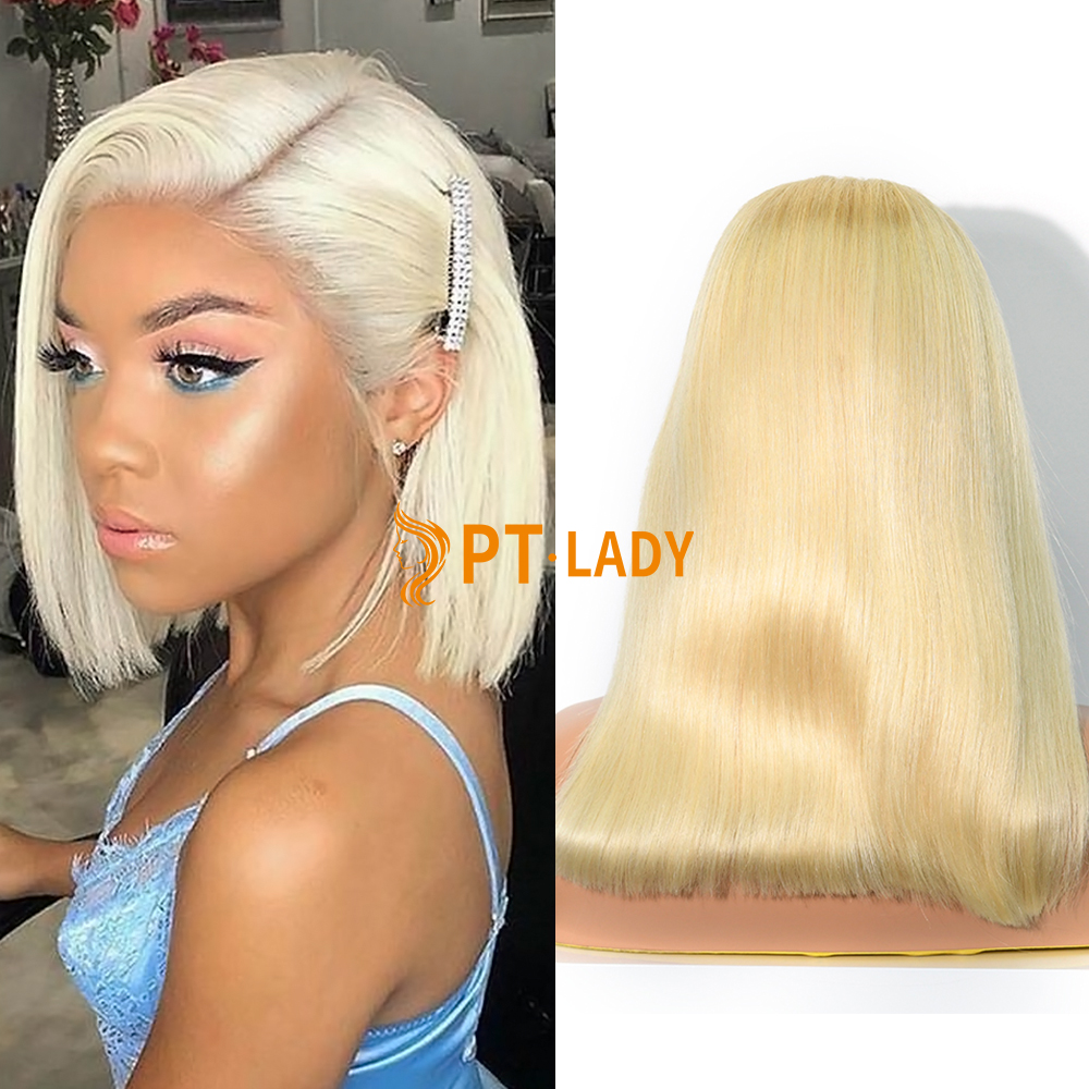 Straight Blonde Natural Color Transparent Lace 13X4 Bob Wig