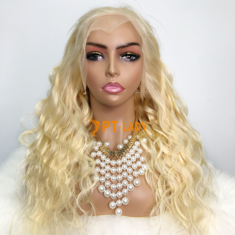 #613 Blonde European Raw Human Hair Transparent 13x4 Frontal Wig body wave