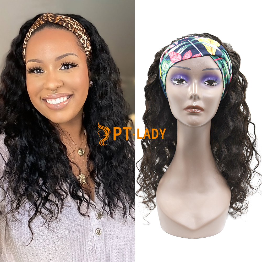 #1b Brazilian Raw Human Hair Head Band Wig Deep Wave