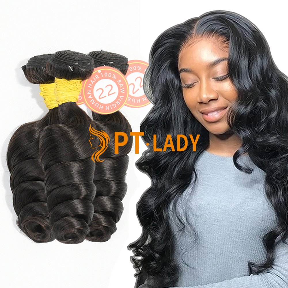 #1b Malaysian Raw Human Hair Weft loose wave