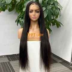 Natural #1b Brazilian Virgin Human Hair 13x6 Swiss HD wig straight