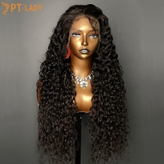 #1b Brazilian Raw Human Hair Transparent Lace 13x4 Frontal wig italy curly