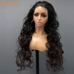 #1b Brazilian Raw Human Hair Transparent Lace 13x4 Frontal wig loose wave