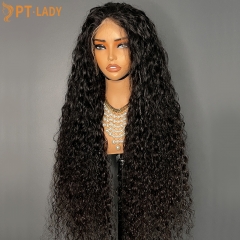 Natural #1b Brazilian Virgin Human Hair Transparent Lace 13x4 frontal wig indian curly