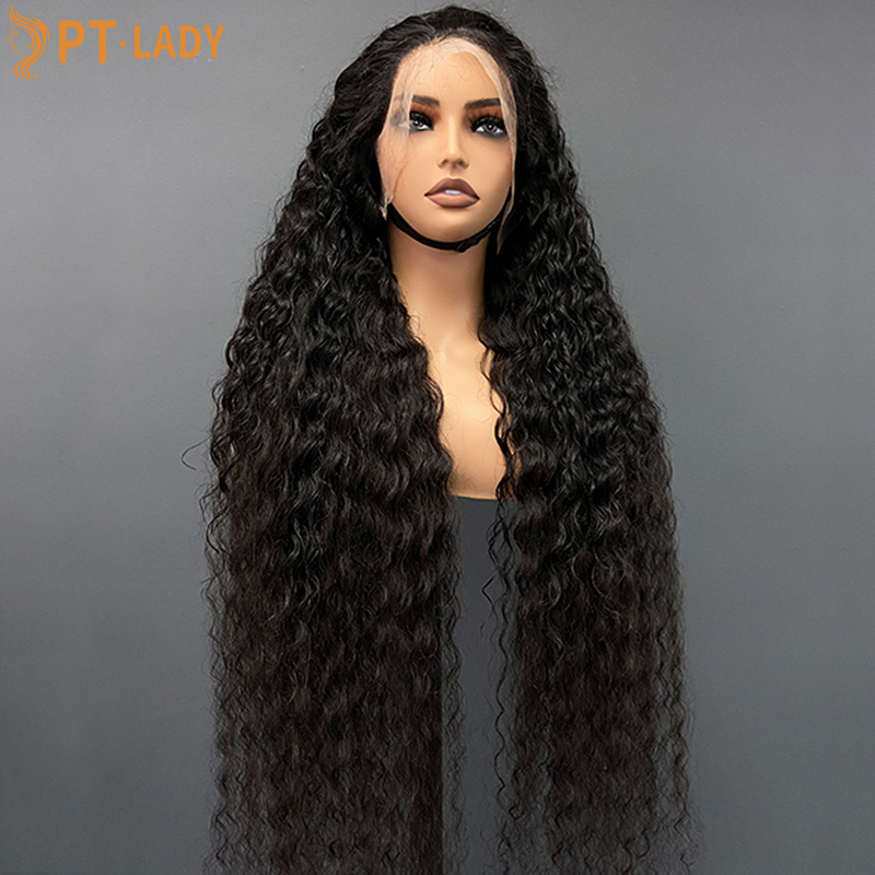 #1b Brazilian Raw Human Hair Transparent Lace 13x4 Frontal wig indian curly