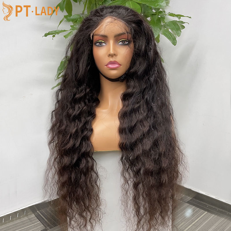 #1b Brazilian Raw Human Hair Transparent 5x5 closure wig indian curly