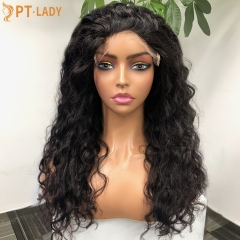 #1b Brazilian Raw Human Hair Transparent 5x5 closure wig deep wave