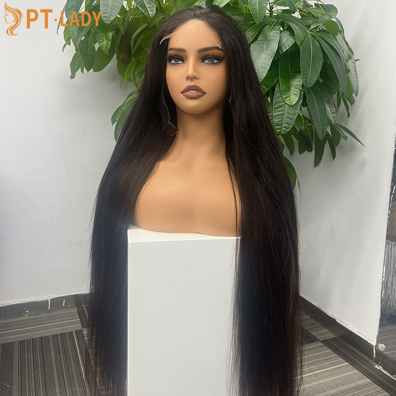 #1b Brazilian Raw Human Hair Transparent 5x5 closure wig straight