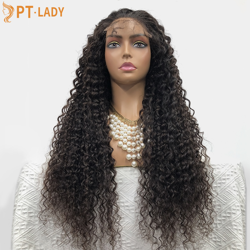 #1b Brazilian Virgin Human Hair Transparent 5x5 closure wig Deep Curly