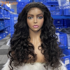 #1b Brazilian Raw Human Hair Transparent 5x5 closure wig loose wave