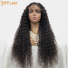 #1b Brazilian Raw Human Hair Transparent 5x5 closure wig deep curly